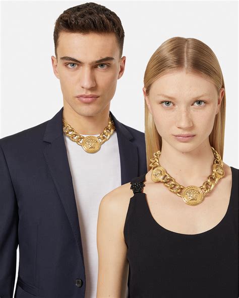 versace chain medusa necklace free shipping|Versace necklace farfetch.